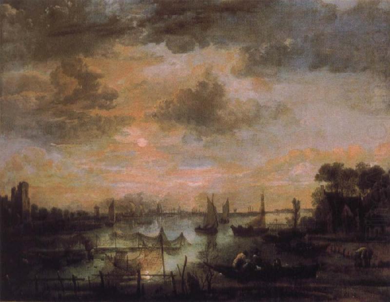 Aert van der Neer Fishing by moonlight china oil painting image